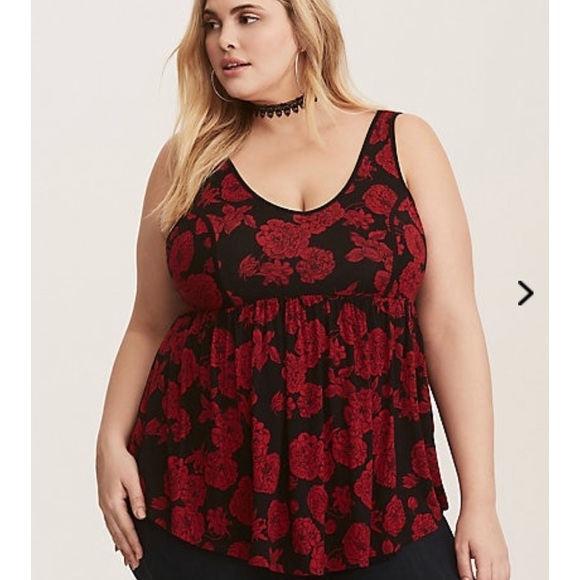 torrid Tops - BNWT Torrid sz 3x Black Floral Knit Babydoll Tank